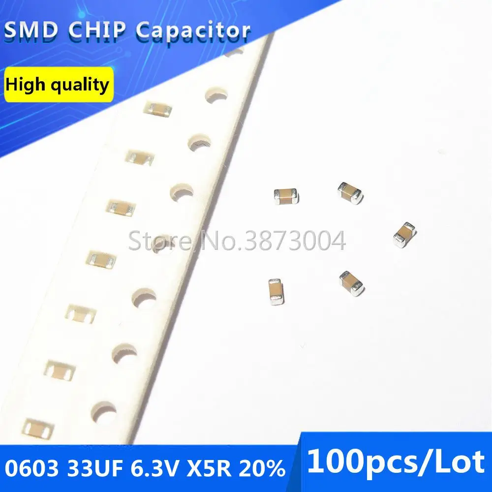 

100pcs 0603 33UF 6.3V X5R 20% SMD Chip Capacitor