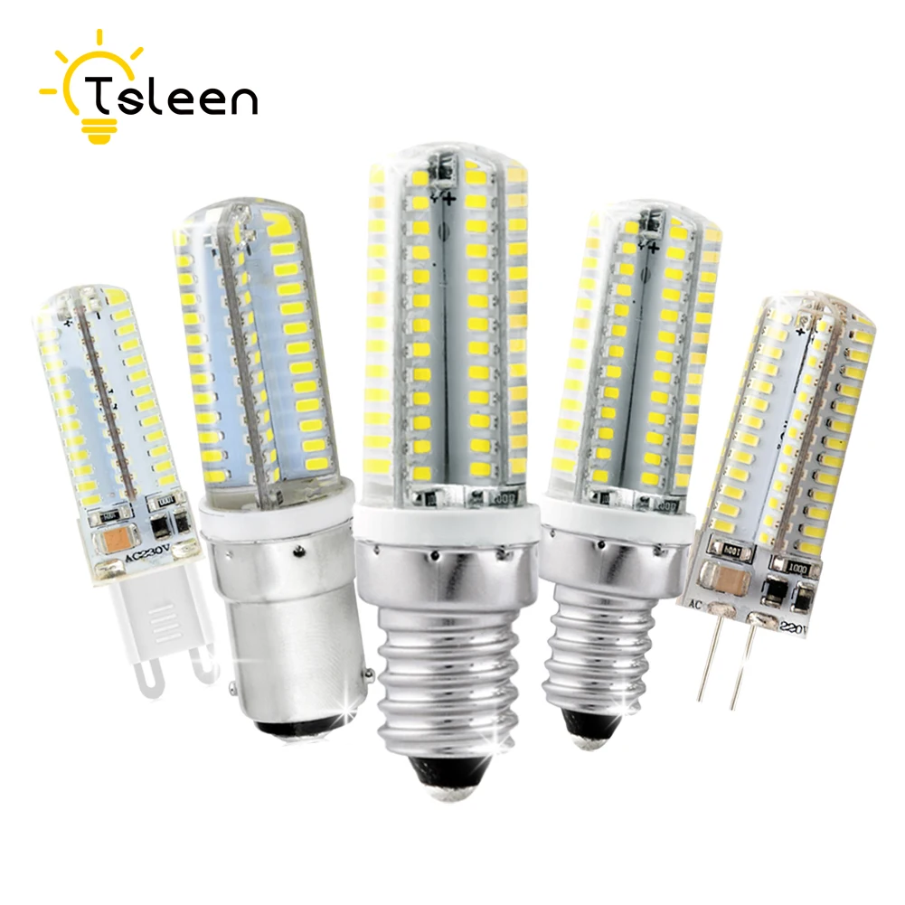TSLEEN SMD3014 12V Mini G9 G4 Светодиодная лампа E14 B15 E12 светодиодная хрустальная люстра 220V