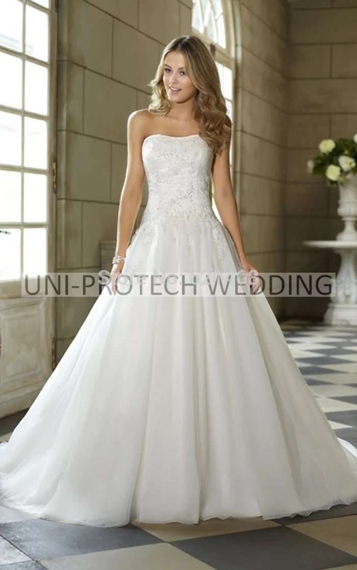 Wholesale Custom made A-Line Satin Lace Cheap wedding dress 2015 Wedding dresses Plus size gowns | Свадьбы и торжества