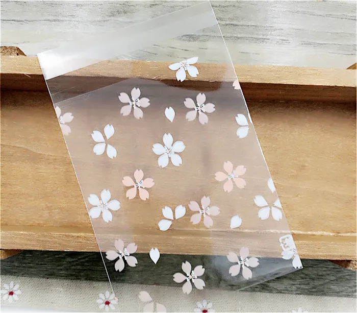 Пакеты для упаковки печенья с цветами вишни 100 шт. маленькие пакеты