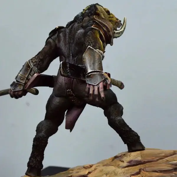 1/24 масштаб 75 мм Orc Warrior Неокрашенная Смола Модель Набор Фигурки Бесплатная