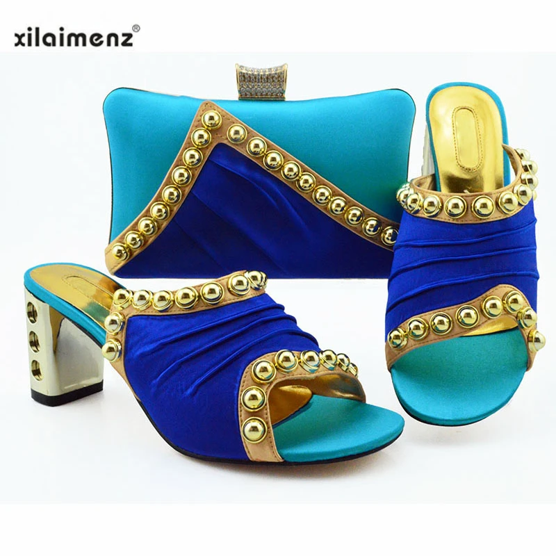 Новинка 2019 фиолетовый комплект из обуви и сумки в африканском стиле итальянские