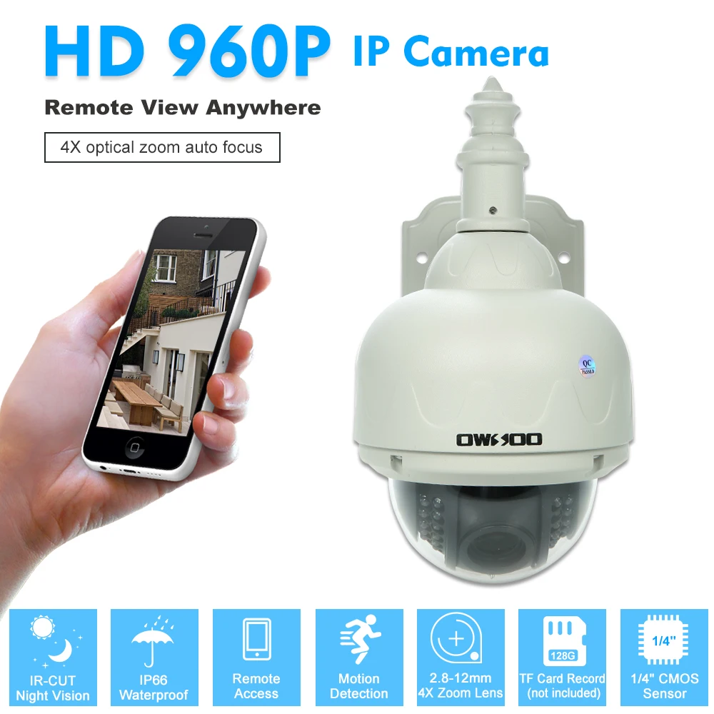 OWSOO HD 960P беспроводная WiFi ip камера с автофокусом PTZ ИК лампой IR CUT Водонепроницаемая