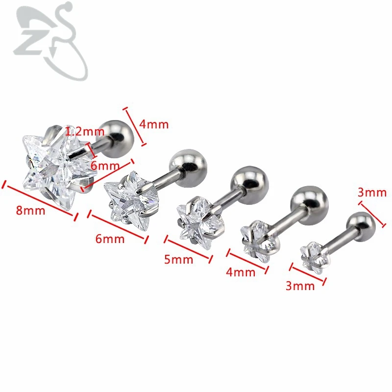 Женские серьги гвоздики из нержавеющей стали с фианитом 3 8 мм|fashion stud earrings|stud