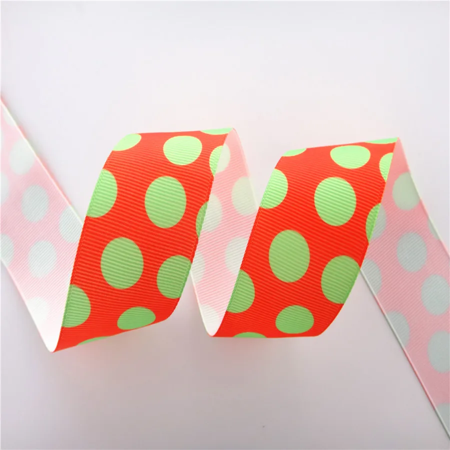 Лента grosgrain с принтом в горошек банты для волос ручной работы 1 5 дюйма 38 мм 10 ярдов