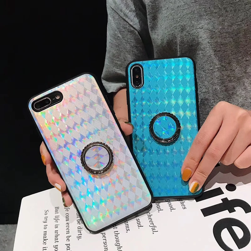 Ainike Блестящий лазерный чехол для телефона с кольцом iPhone X 6s Plus 7Plus 8plus XR XS Max |