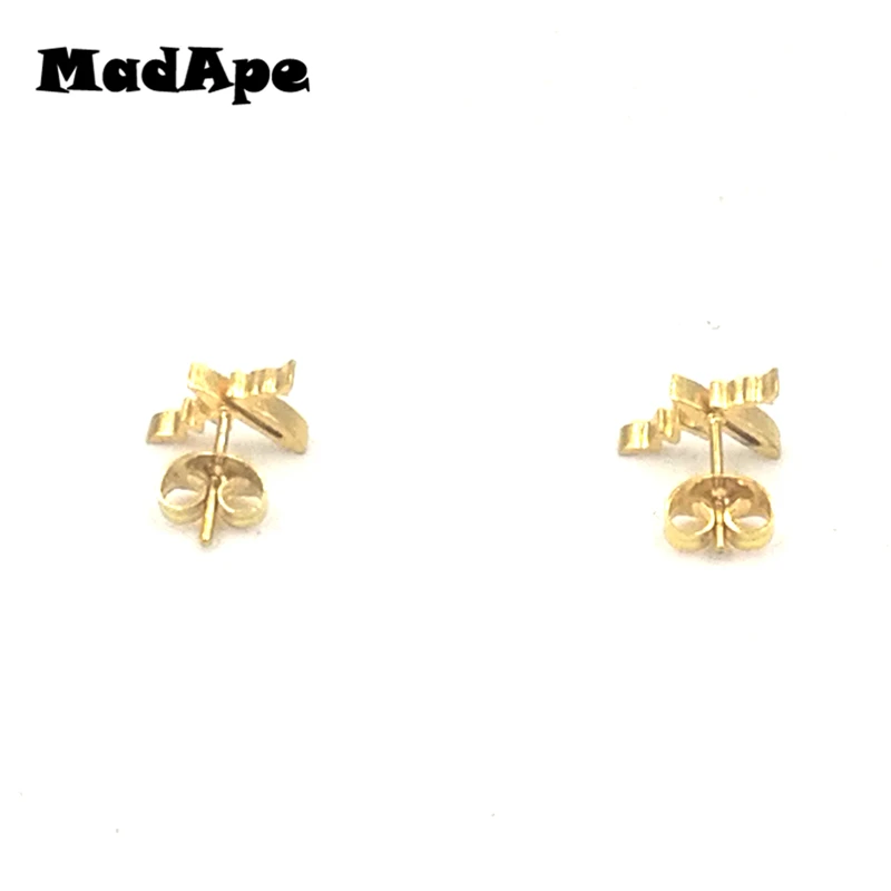 Женские серьги-гвоздики MadApe из нержавеющей стали 316L простые золотистые с ЭКГ