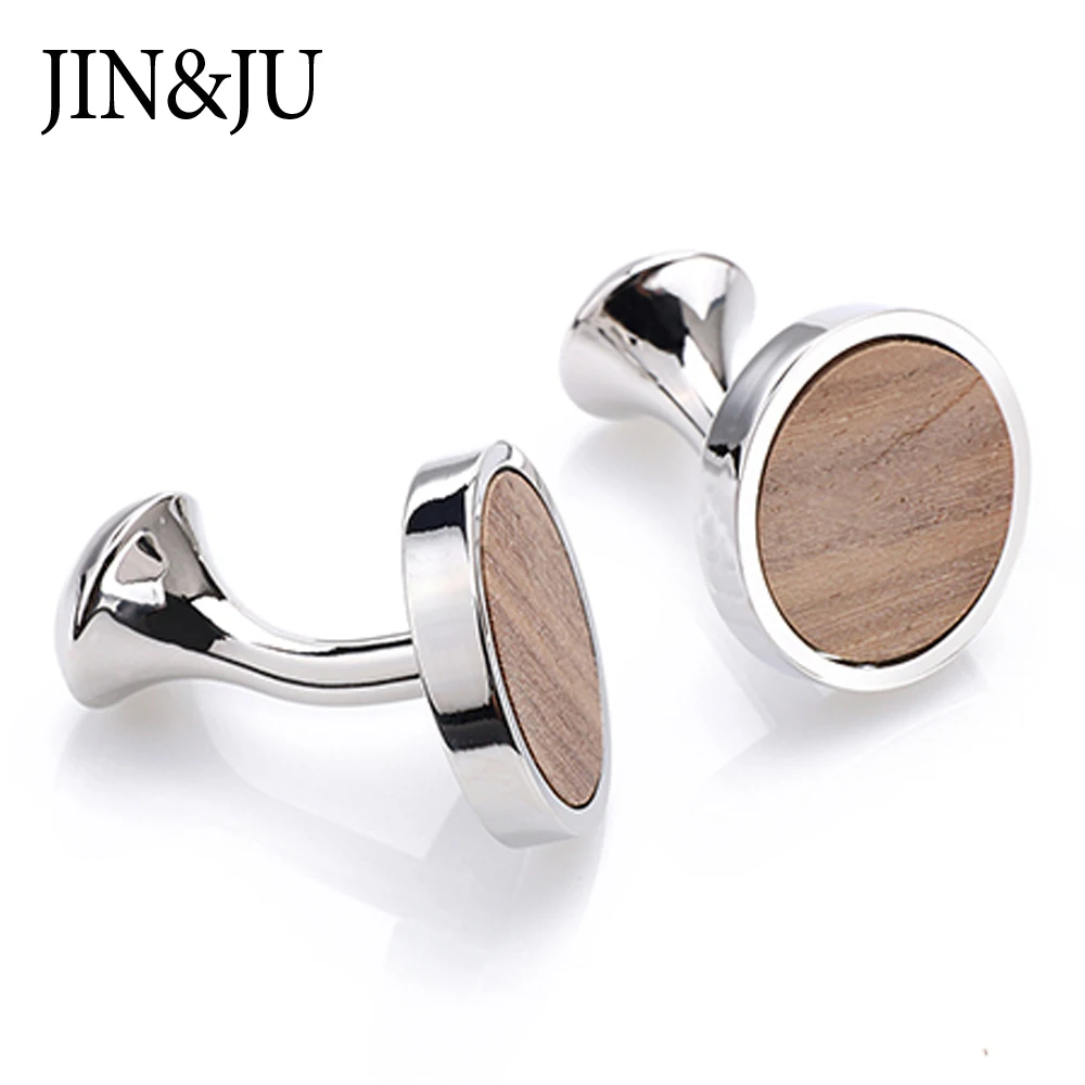 JIN& JU горячие новые круглые деревянные Запонки Ежик сандаловое дерево Запонки Свадебные Лучшие мужские подарки и подарки для мужчин с подарочной коробкой