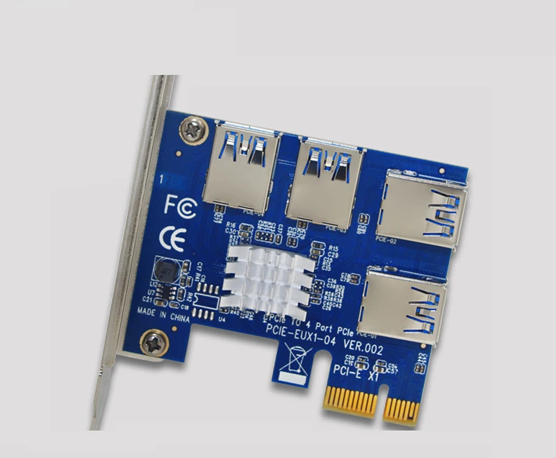 PCI Express Райзер карта 1 до 4 PCIe 16X USB 3 0 E адаптер Порт множитель преобразователь для