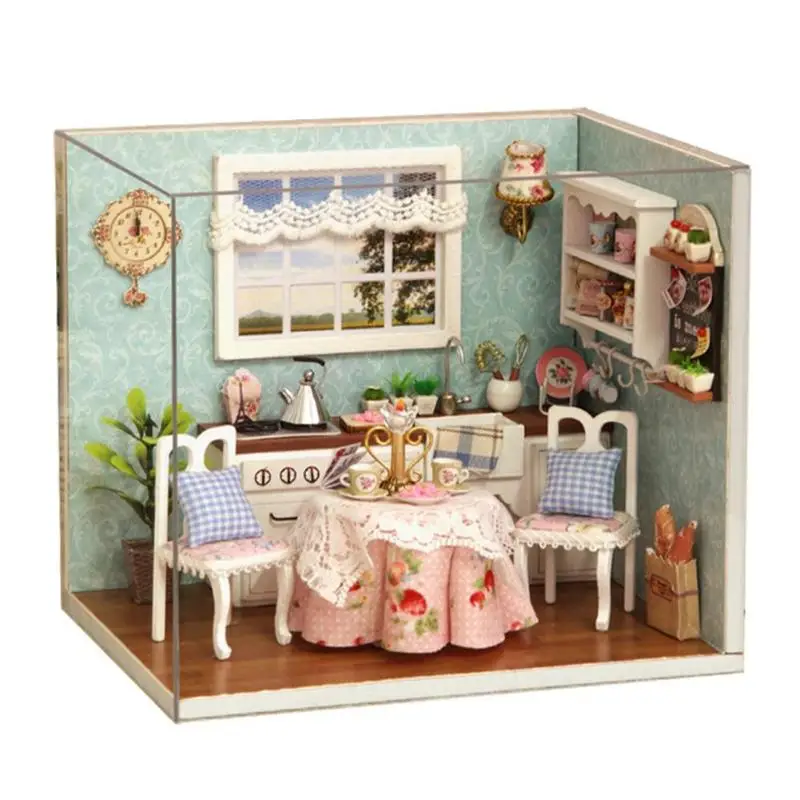 3008 3D DIY Кукольный дом деревянные кукольные домики миниатюрный кукольный домик мебель набор игрушек для детей Взрослые подарок на день рождения - Цвет: 3008