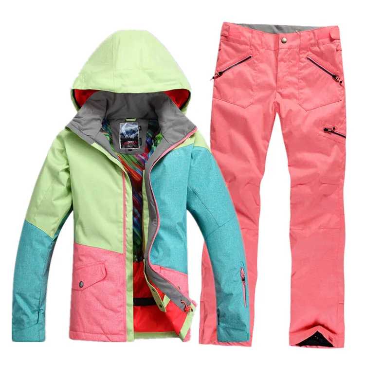 Новый Зимний лыжный костюм Gsou женский цветной джинсовый ветрозащитный