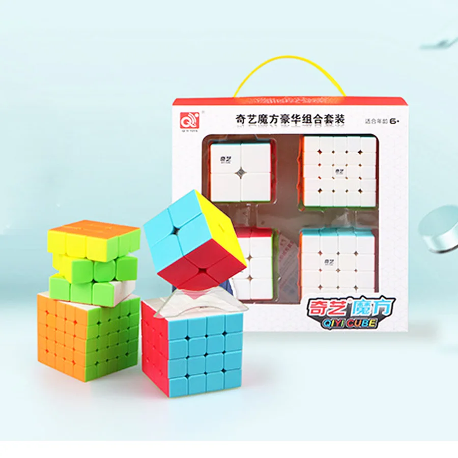 4 шт./компл. QiYi Mofangge набор из магических кубов в необычном-shape форме, благодаря чему создается ощущение невесомости с 2x2/3x3/4x4/5x5 спидкуб Megaminx Профессиональный кубики забавные игрушки для детей