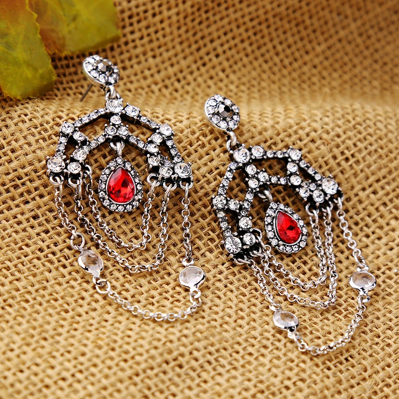 Гипербола Мода ретро Блеск Кристалл multi Слои бахромой Jewelry Серьги для Для женщин