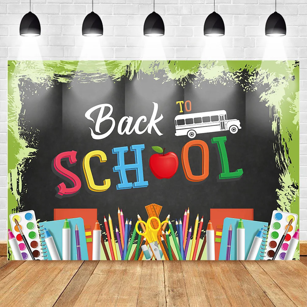 MOCSICKABack to School фон для фотосъемки Добро пожаловать в школу доски карандаш первый