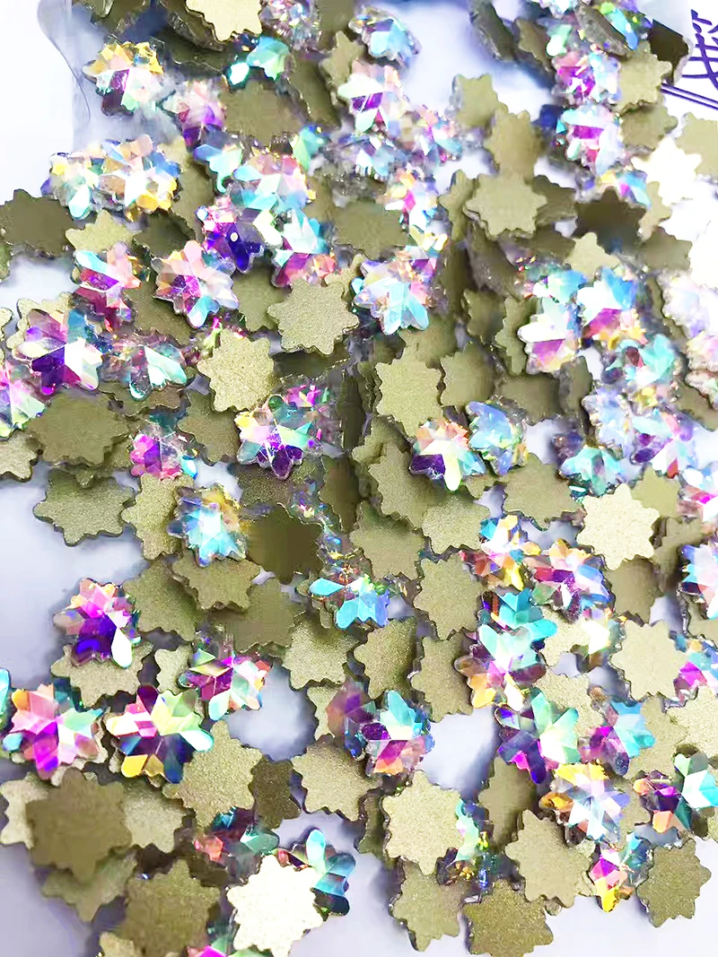 

Flat back Rhinestones 3D Snowflake Crystal Strass 6mm Glitter Non Hotfix Crystal AB Nail Art Rhinestone