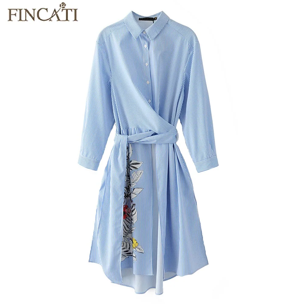 Женское Повседневное платье Лето 2017 г. Новые полосы Style отложной воротник с