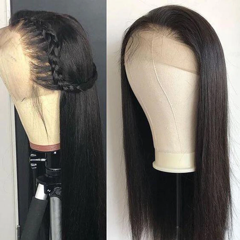 AllRun 360 Lace Frontal Wig Pre Plucked With Baby Hair Remy Human Wigs Brazilian Straight Bang | Шиньоны и парики