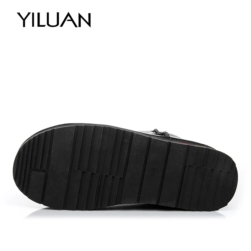 YILUAN/черные зимние ботинки Модные женские на платформе новый стиль 2019 года