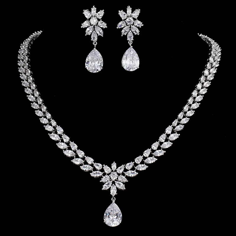 GMGYQ Kleur Beste Kwaliteit Блестящий Кристалл Zirkoon Oorbellen En Kettng Sieraden набор трууюрк банкетные