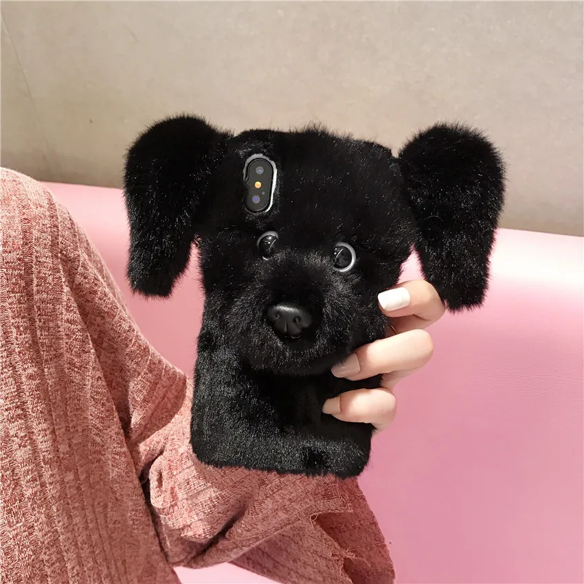 Плюшевый чехол для телефона Teddy Puppy doggie для iphone X XS XR 11 Pro MAX зимний мягкий теплый чехол для iphone 8plus 7plus 6S plus милая кукла
