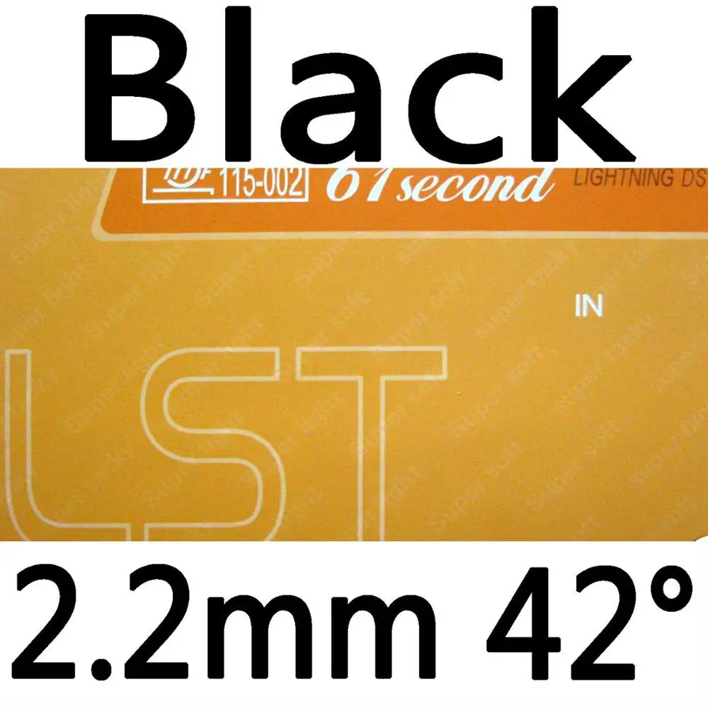 black 2.2mm H42 61second молния DS LST супер липкий Прыщи В Резина с губкой на ракетки для настольного тенниса - Цвет: black 2.2mm H42