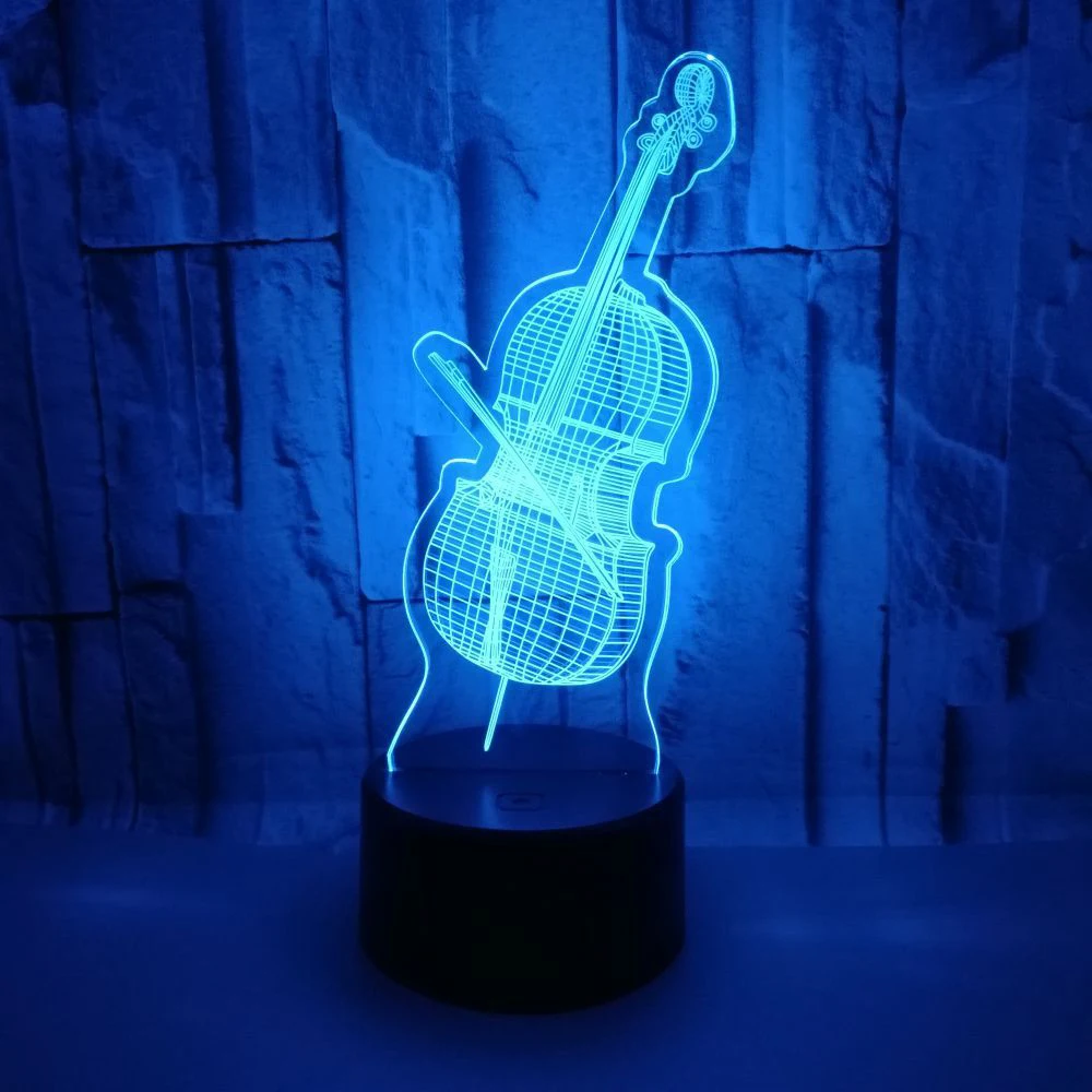 Сенсорный переключатель для скрипки 7 цветов модель басов 3D ночной светильник