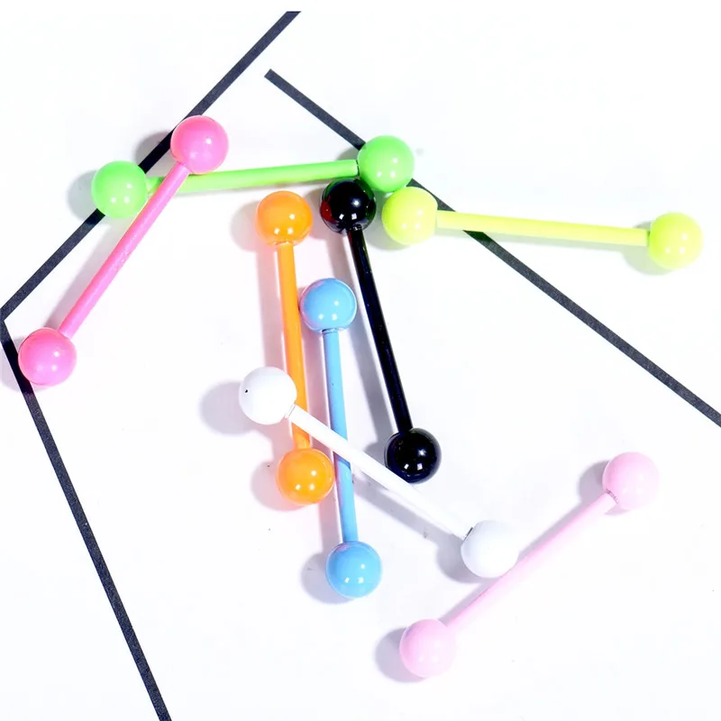 8 шт. разноцветные стержни для пирсинга языка сосков штанга кольцо из сплава