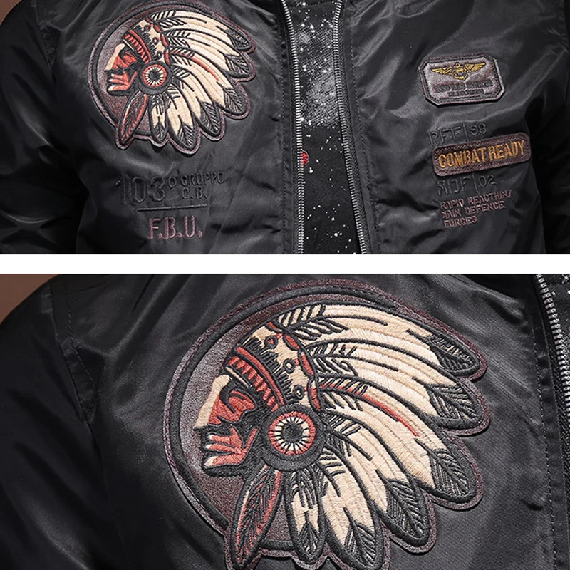 

Air Force Airman's Automotive Leather Jacket Coat Plus Size 4XL Embroidered Indian Chief Pattern Youth Leather Jackets Man C1683