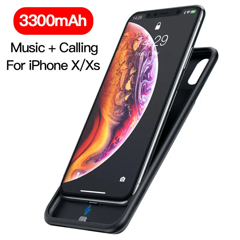 Black for iphone xxs Baseus чехол для зарядного устройства для iPhone Xs Max XR Xs X супер тонкий кожаный чехол для внешних аккумуляторов Liqiod - Цвет: Black for iphone xxs