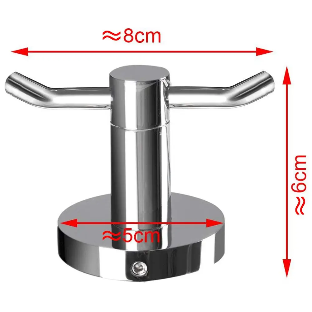Stainless Steel Towel Holder Bathroom Robe 2 Hook Hat Clothes Wall Door Hanger 5cmx6cmx8cm | Hooks