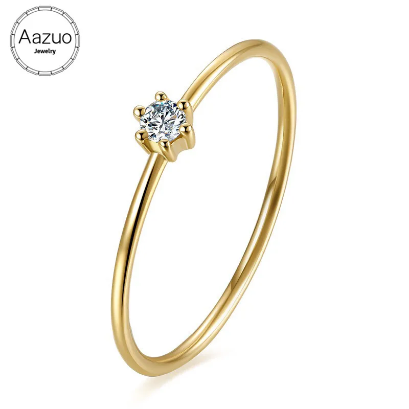 Aazuo 100% 18K желтое золото (Au750) реальные бриллианты зубчатые кольца для женщин