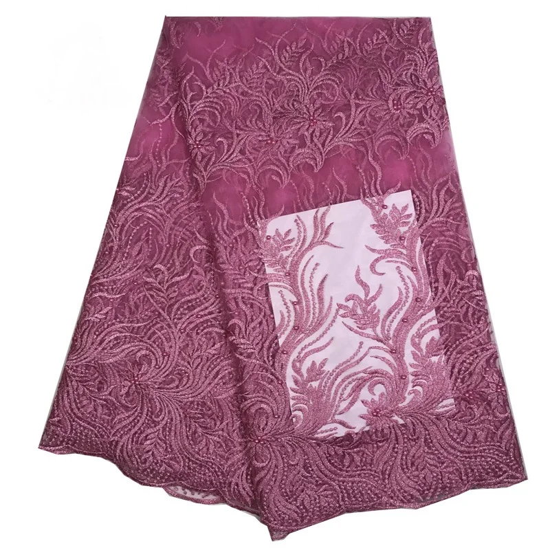 Акция! Высококачественная розовая красная нигерийская французская кружевная