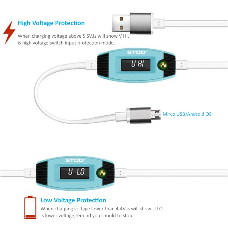 STOD Micro USB кабель тестер светодиодный дисплей текущее время поддержка быстрая зарядка для samsung huawei zte Xiaomi power Bank зарядное устройство метр