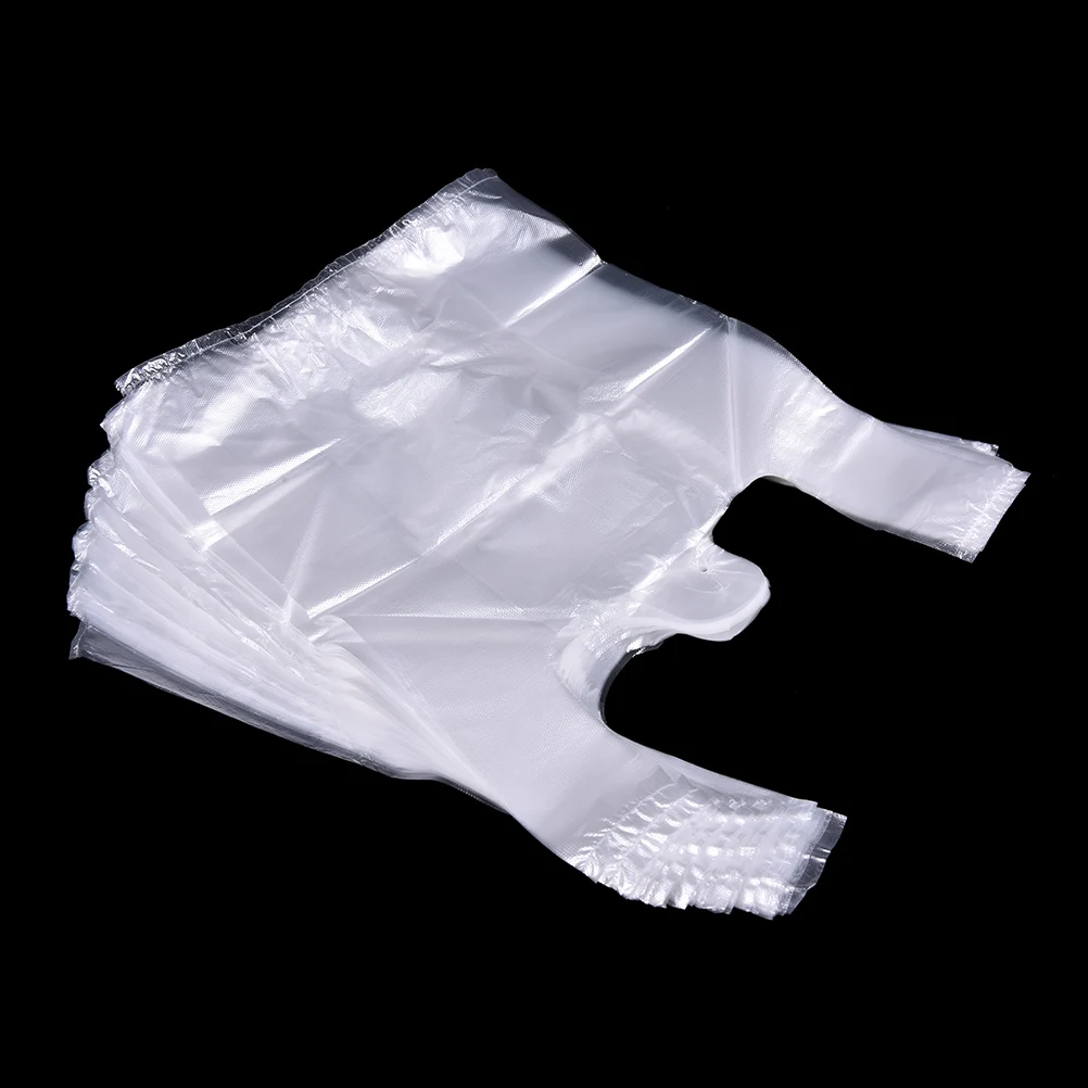 50pcs/lot Supermarket Plastic Bags with Handle Transparent Shopping Bag 26x37cm | Дом и сад