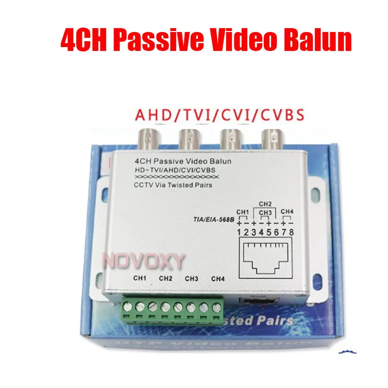 Бесплатная доставка, Пассивный трансмиттер AHD 4 канала Vedio Balun высокой четкости 720P/1080P AHD/HDCVI/HDTVI BNC к UTP Cat5/5e/6 300 м