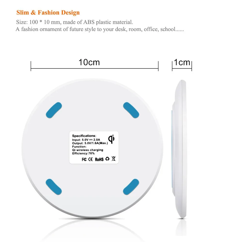Новое круглое светодиодное Беспроводное зарядное устройство A + 2017 5 В 2 а для iphone 8