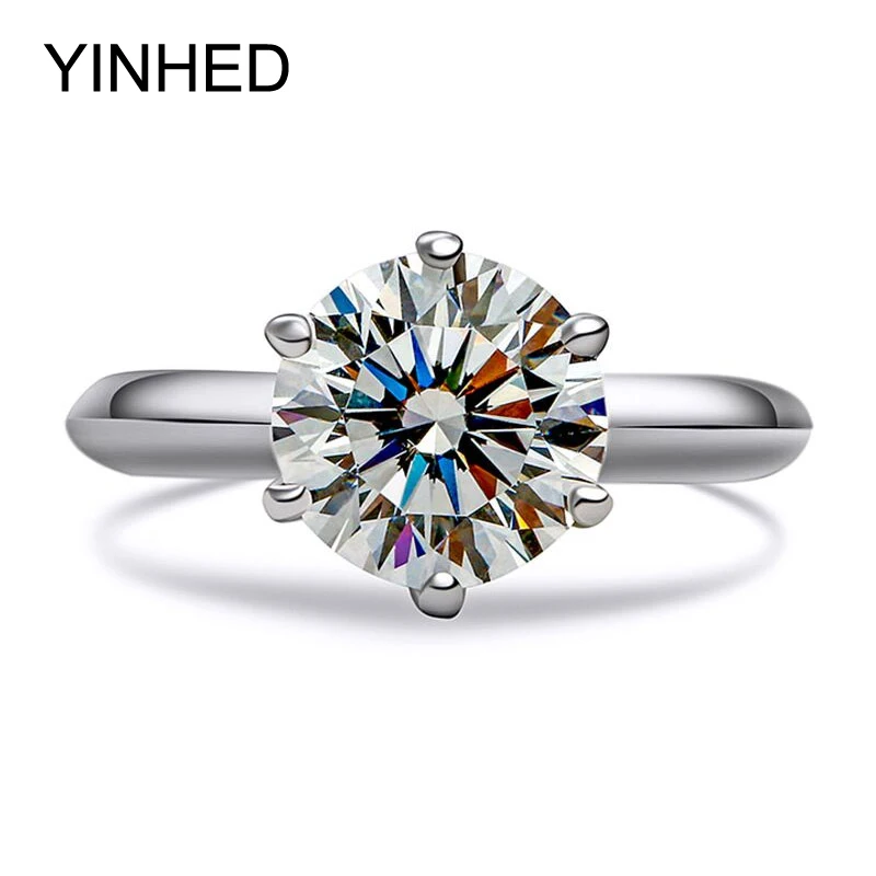 Скидка 90%! Женское кольцо из серебра 925 пробы с фианитом 2 карата|sterling silver wedding