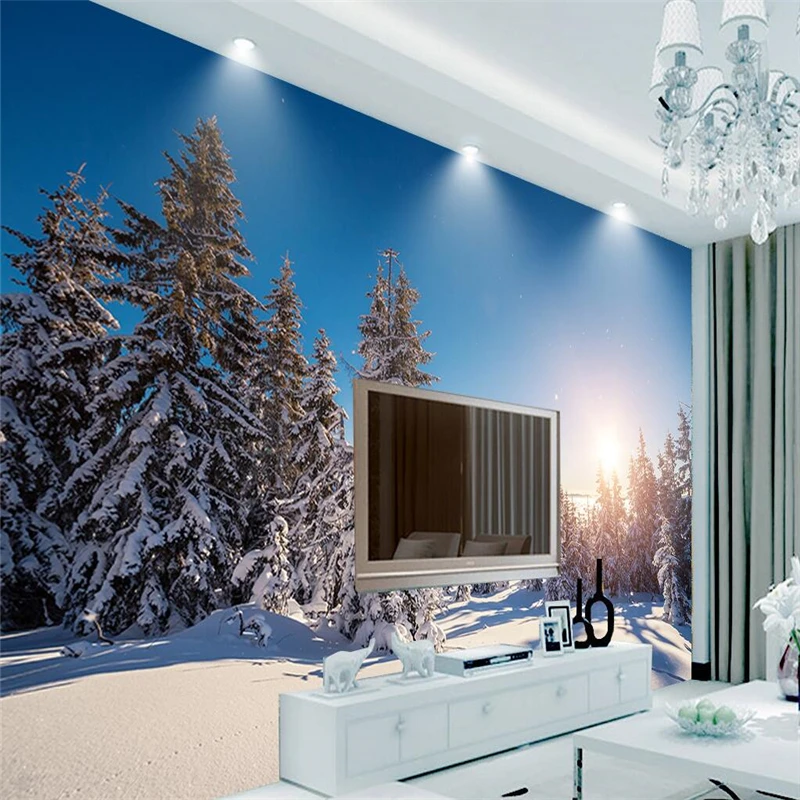 Beibehang пользовательские фото обои наклейки скандинавский зимний Снежный Лес Тигр