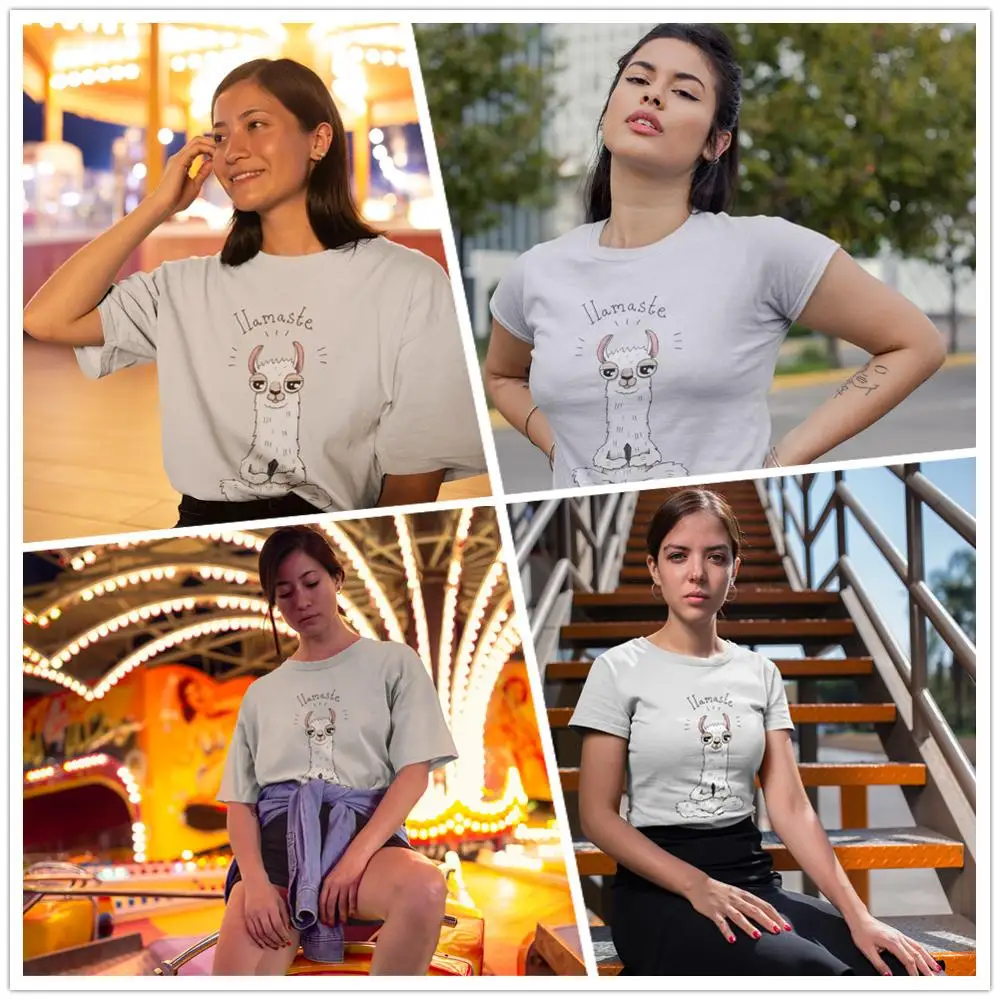 Llama футболка Llamaste футболка хлопковая Летняя женская футболка белая XL трендовая женская футболка с коротким рукавом и круглым вырезом
