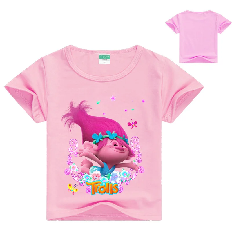 Детские футболки для косплея с мультяшным принтом костюмы девочек троллями и
