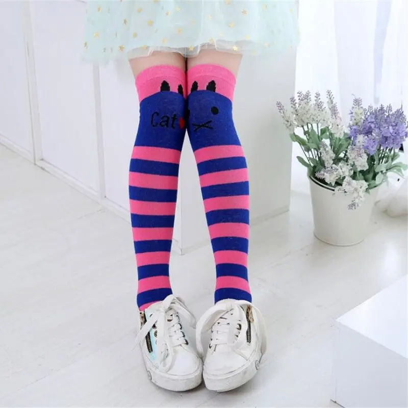 Носки для девочек Хлопковые гольфы для маленьких девочек Гольфы с рисунком милого кота детские носки для танцев гетры для От 3 до 12 лет