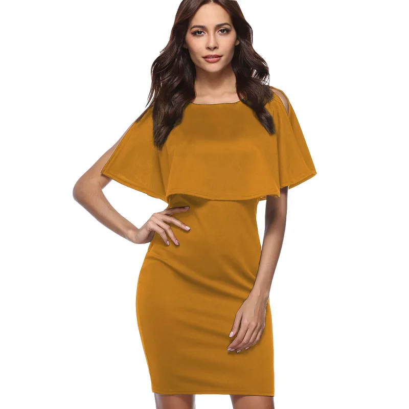 Hot sale Women Spring Summer Dresses 2018 Fashion Ruffles Plus Size Backless Pencil Dress Package hip Slim | Женская одежда