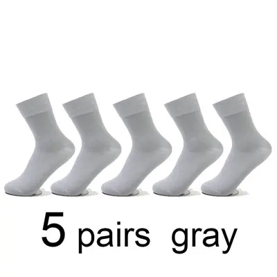 5 pairs gray 5 пар, черные мужские носки из бамбукового волокна, мужские брендовые новые носки в деловом стиле, летние дезодорирующие высококачественные мужские счастливые носки для подарков - Цвет: 5 pairs gray
