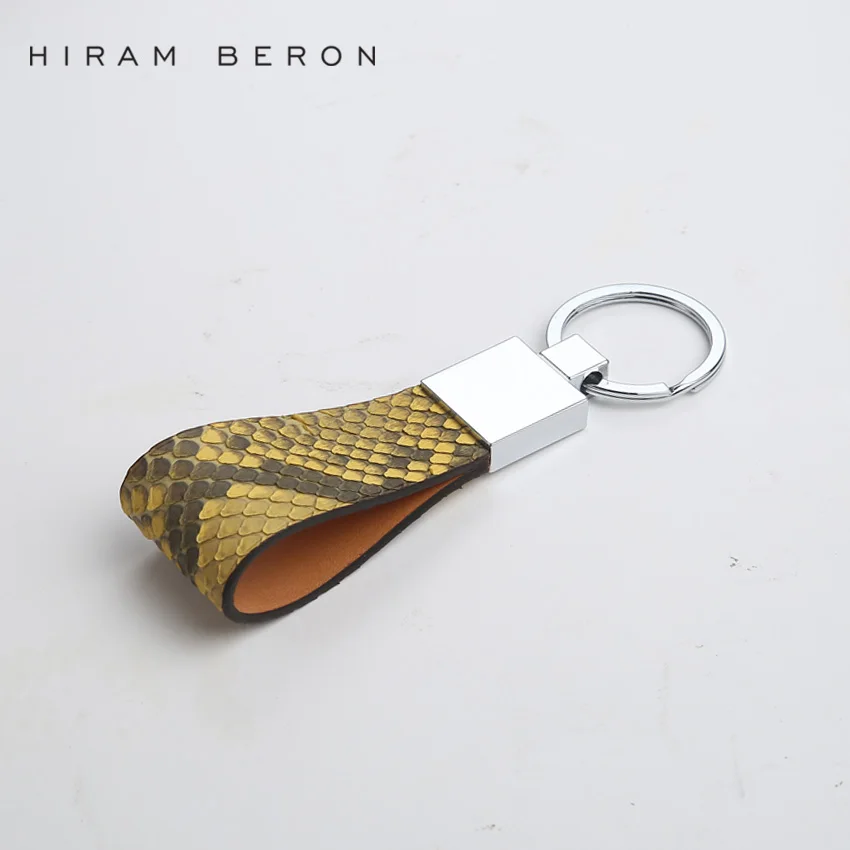 yellow Держатель для ключей Hiram Beron из кожи питона и кожи растительного дубления кожаный кошелек цепочка сумка инструмент для женщин кожаный телефон цепь для мужчин автомобильный брелок - Цвет: yellow