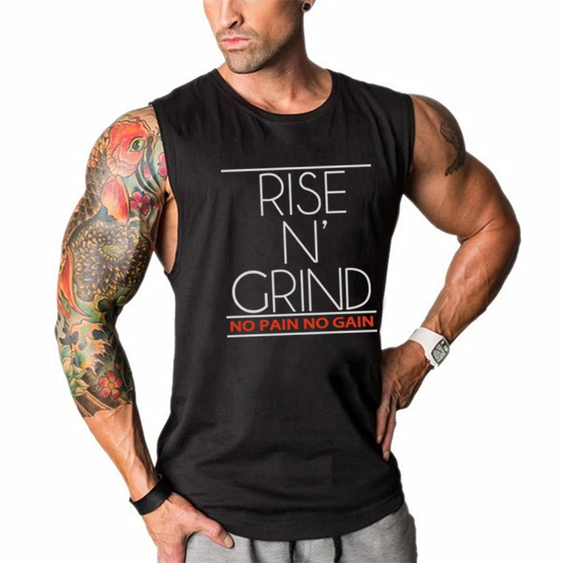 Brand Summer Gym Tank Top Men Cotton Running Vest Muscle Sleeveless Sport T Shirt Fitness Clothing Bodybuilding Stringer Tanktop | Спорт и