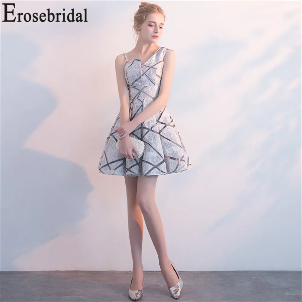 Erosebridal Короткие платье для выпускного вечера 2019 красный серый Формальные Для