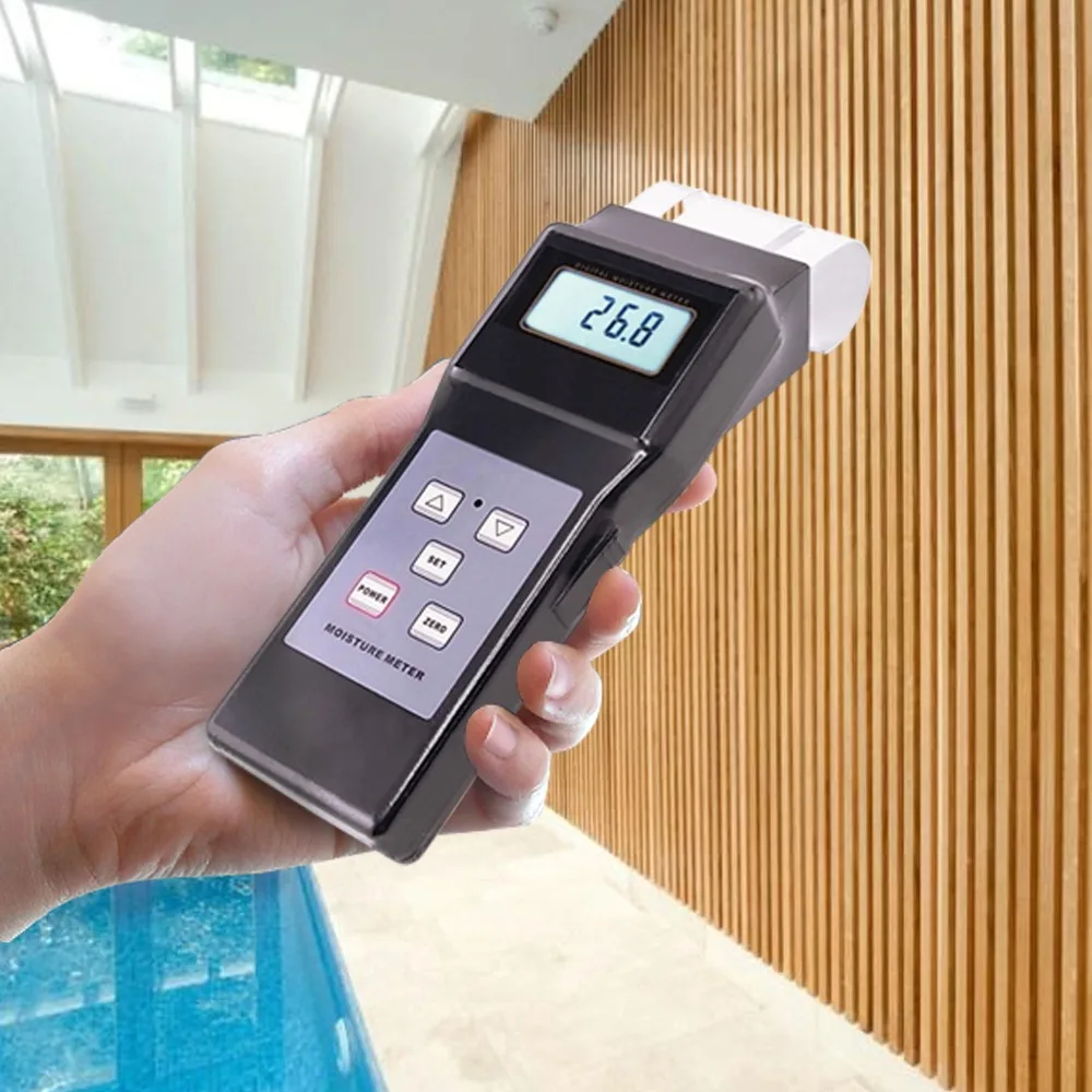 

Handheld Digital Electromagnetic Search Type Inductive Wood Moisture Meter Tester Equipment No destruction 0 - 80% Range