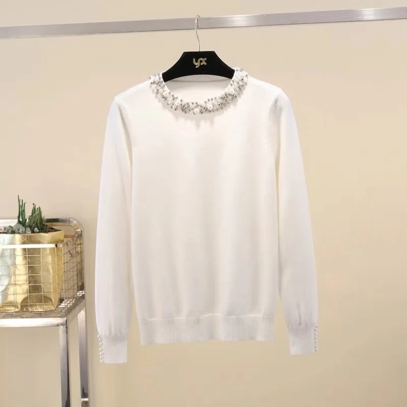 Женский Зимний вязаный свитер Baharcelin с бисером для девочек пуловеры Повседневный