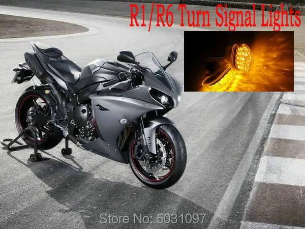 

Motorcycle Clear Cover LED Turn Signal Lights Blinkers Indicators Flashers Flush Mount Sets For Yamaha YZF R1/R6