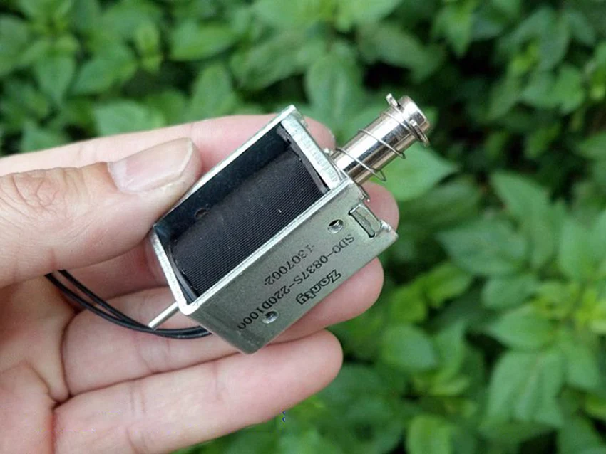 Через ударный нажимной Тип DC220V 0837S Электромагнит ход 11 мм длина провода 125 мм DIY магнитный материал